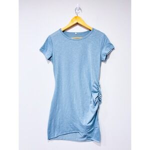 Turquoise maternity t-shirt dress | Ruched casual comfort | Medium